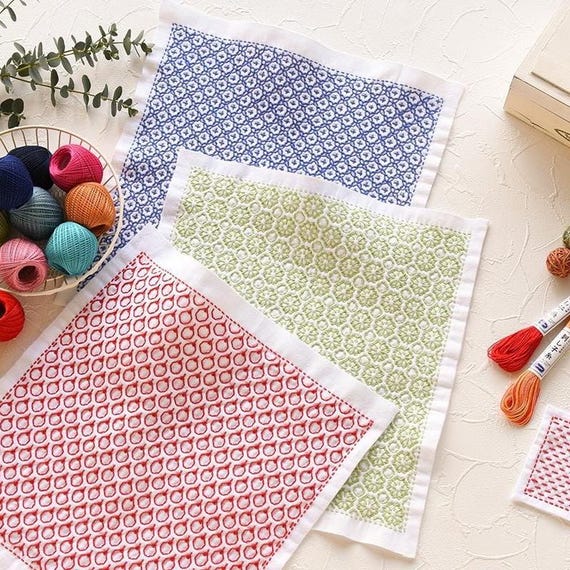 Olympus - #206 Asanoha (hemp Leaf) Japanese Cotton Sashiko Sampler