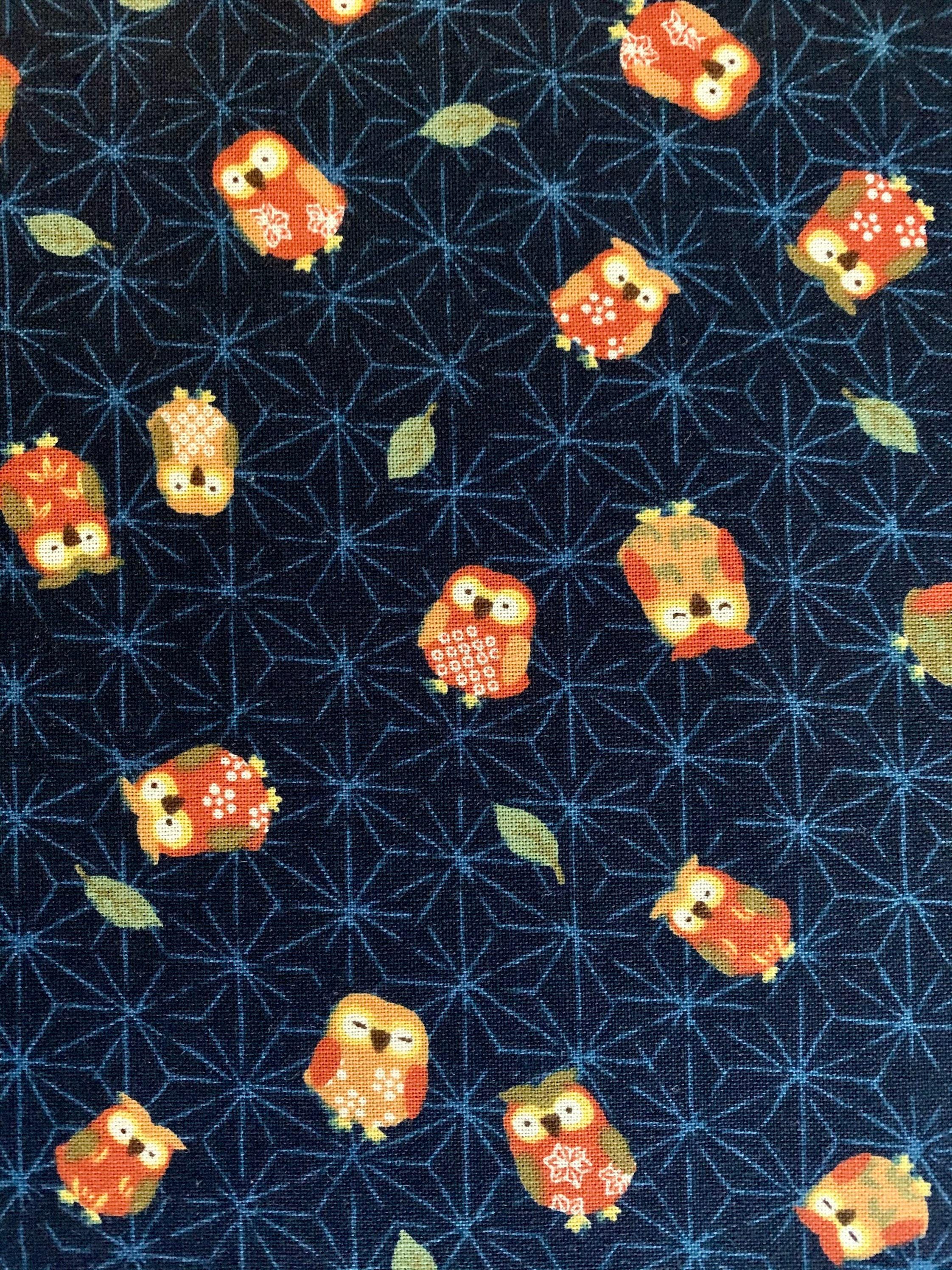 Owls and Stars Sevenberry Japanese cotton fabric 83033-2-1 blue