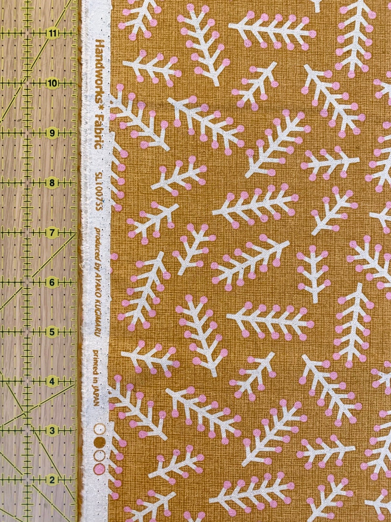 Pine Needles by Ayako Kugimaru Handworks Fabric Japanese cotton linen SL10075S-B orange