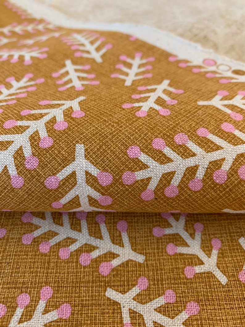 Pine Needles by Ayako Kugimaru Handworks Fabric Japanese cotton linen SL10075S-B orange