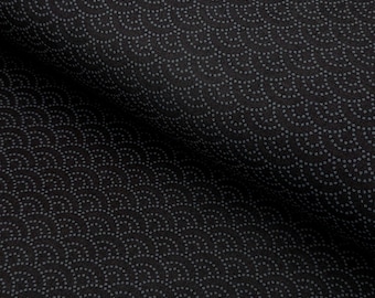 Sevenberry - Dotted Waves Cotton Sheeting Japanese Fabric - Dark Blue and Black