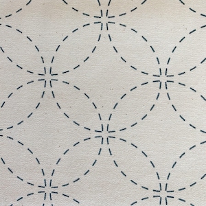 Shippou pre-printed Japanese Sashiko cotton fabric 102-C ivory white - half yard