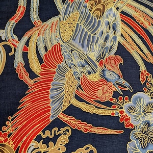 NEW Golden Phoenix Hokkoh Japanese cotton dobby fabric 1024-1110-1 D navy