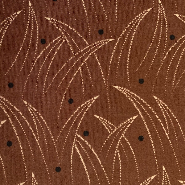 Centenary Collection Japanese printed cotton taupe fabric CE10377S-D brown