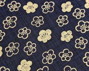 Sevenberry Plum Blossom Japanese cotton fabric 88223-29 navy blue beige