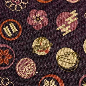 Sevenberry Rustic Japanese Crests cotton fabric 850485-1-3 purple