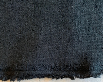 Cosmo jet black Japanese cotton linen blend canvas fabric AD5188-300
