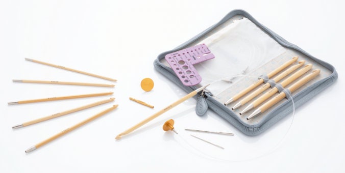 Tulip Carry T Interchangeable Bamboo Tunisian Hook Set With Gray