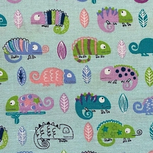 Scandinavian Harmony Chameleons by Senyo Japanese cotton fabric SK-6200-4C blue
