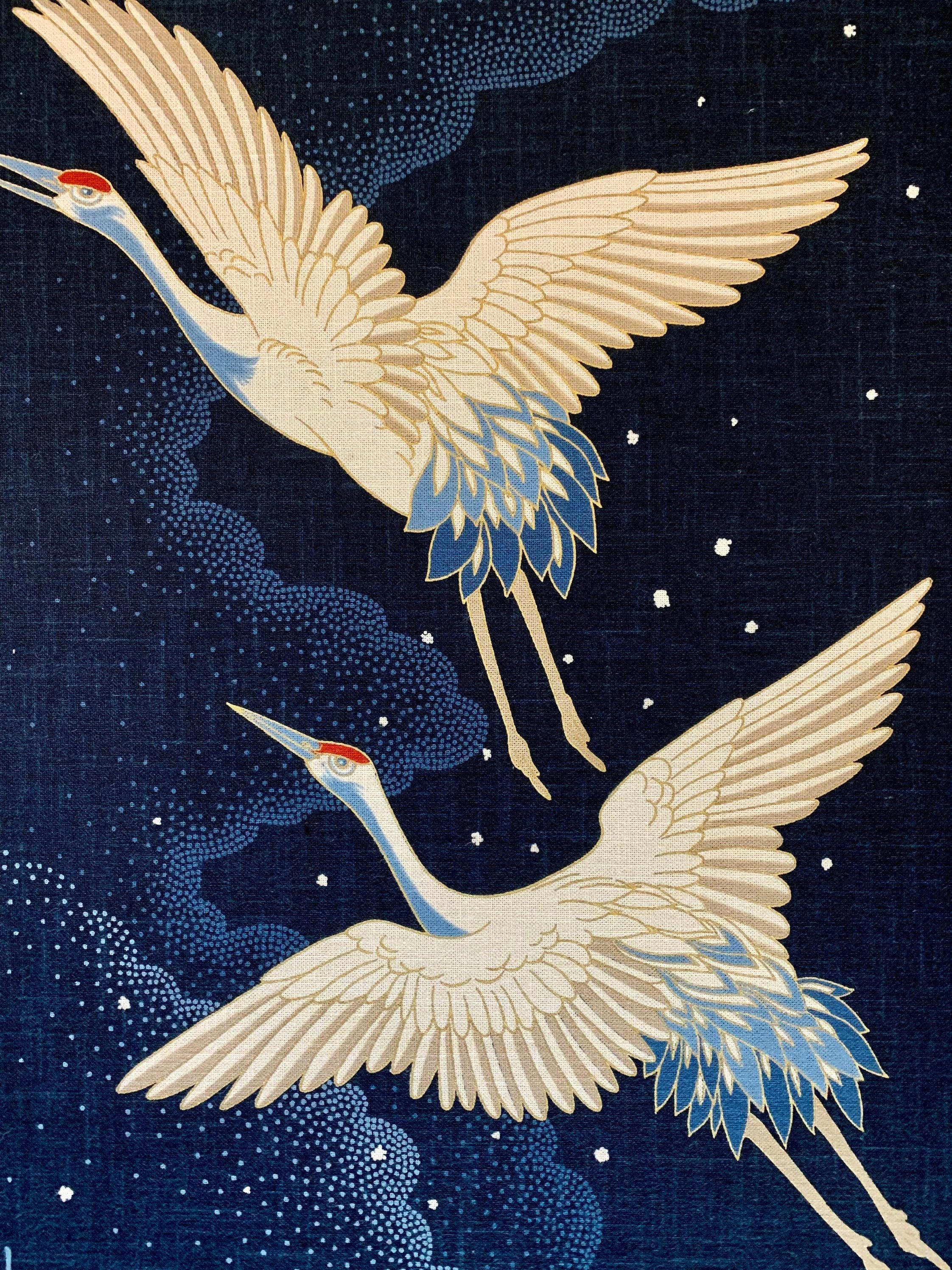 Japanese Noren Panel Cranes KP7290-66 Blue - Etsy