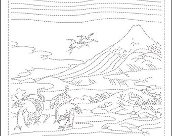 Può includere: Disegno in bianco e nero di un paesaggio montano con gru. La montagna è sullo sfondo e le gru in primo piano. Il disegno è realizzato in uno stile semplice con un'enfasi sulle linee.