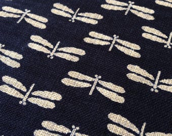 Sevenberry Dragonfly Tombo Japanese cotton fabric 88223-9 navy blue beige