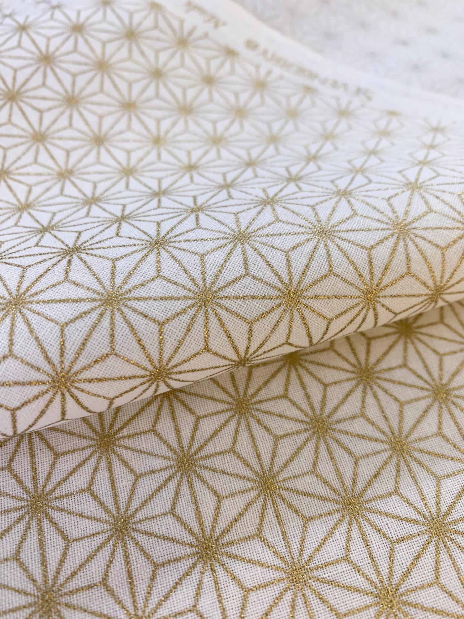 Golden Asanoha Stars Sevenberry Japanese cotton fabric 88337-2-1 white