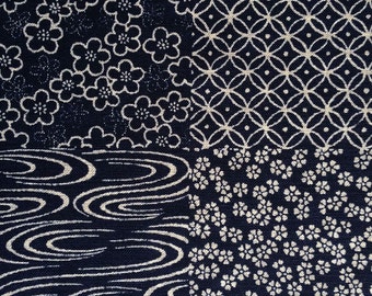Sevenberry Patchwork Japanese cotton fabric 88223-15 navy blue beige