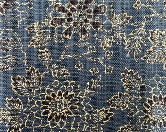 Sevenberry Vintage Floral Japanese cotton fabric 83045-1-2 medium blue