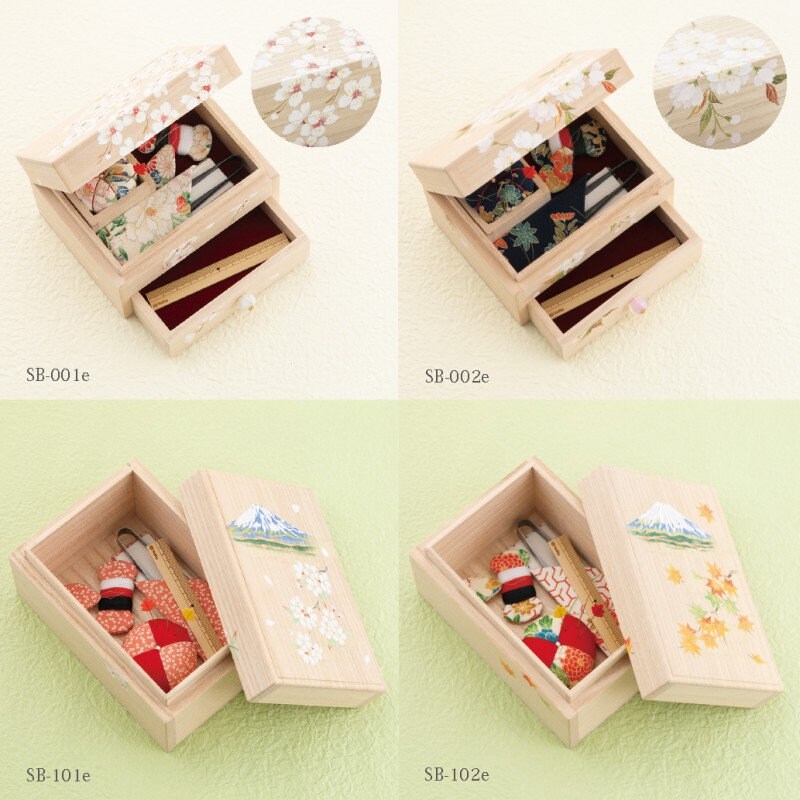 Tulip Oharibako Sewing Box in Paulownia Wood With Kimono