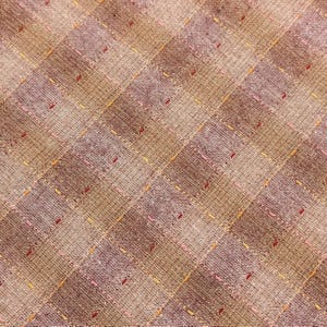 Dotted textured gingham Japanese yarn dyed cotton taupe fabric SY10633S F red