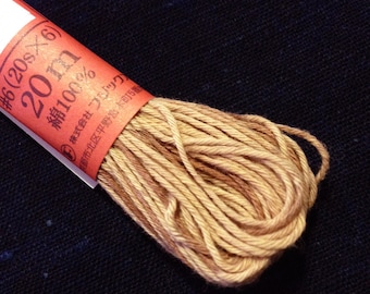 Fujix #3 Japanese Persimmon hand dyed cotton thread variegated blonde red brown Kakishibu