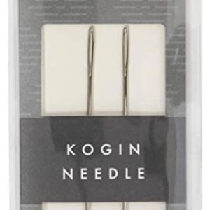 May include: Two silver KOGIN NEEDLE needles packaged in a white and gray cardboard box with the text "こぎん針" and "DARUMA" printed on the front.