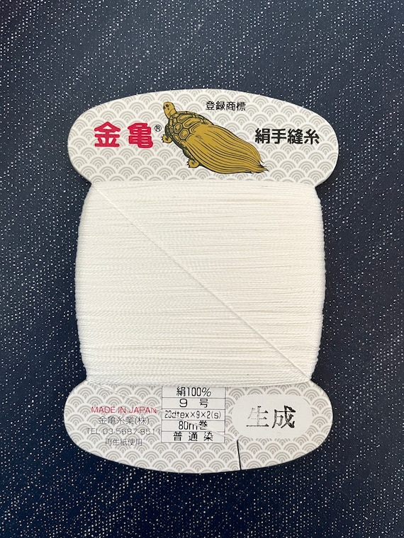 Color Natural White Kinkame Silk Hand Sewing Thread 80 Meter Skein