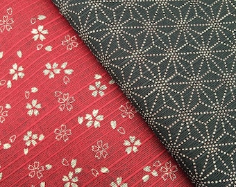 Tissu Japonais Sevenberry Motif Sakura Fleurs Bordeaux - Fat Quarter 45x54 Cm, Idéal Pour Patchwork