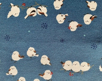 Chickadee Wreath Cosmo Japanese cotton fabric AP21810-2D sky blue