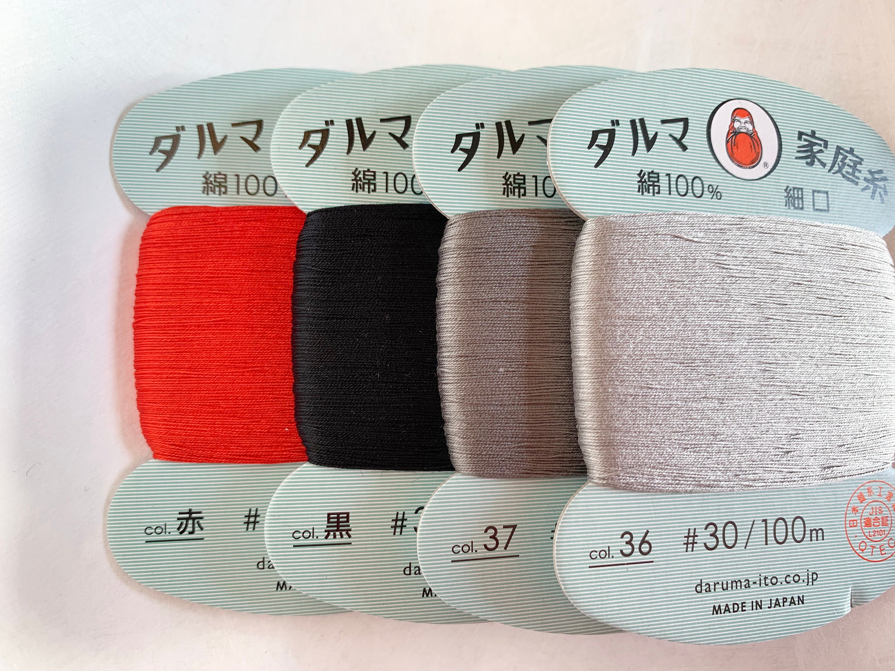 Color Kuro Black 黒 Daruma Hand Sewing Thread Japanese Color Kuro Black 黒 Daruma Hand Sewing Thread Japanese