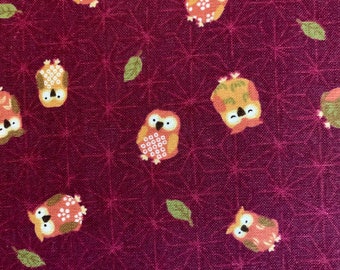 Owls and Stars Sevenberry Japanese cotton fabric 83033-2-3 red