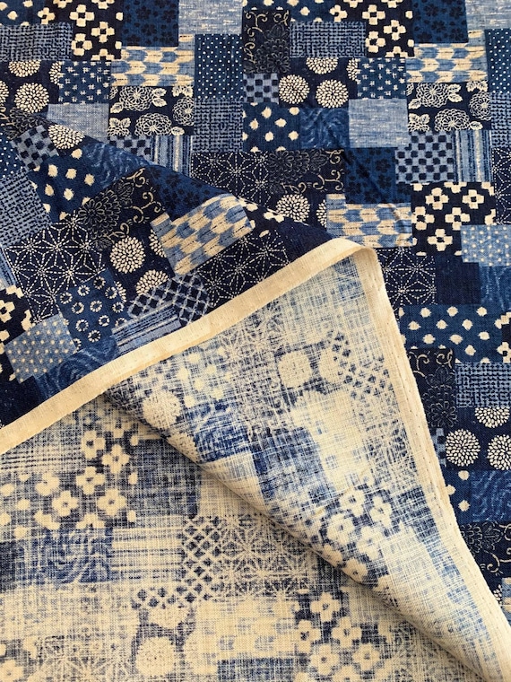 Boro Patchwork Print Sevenberry Japanese Cotton Fabric 88500