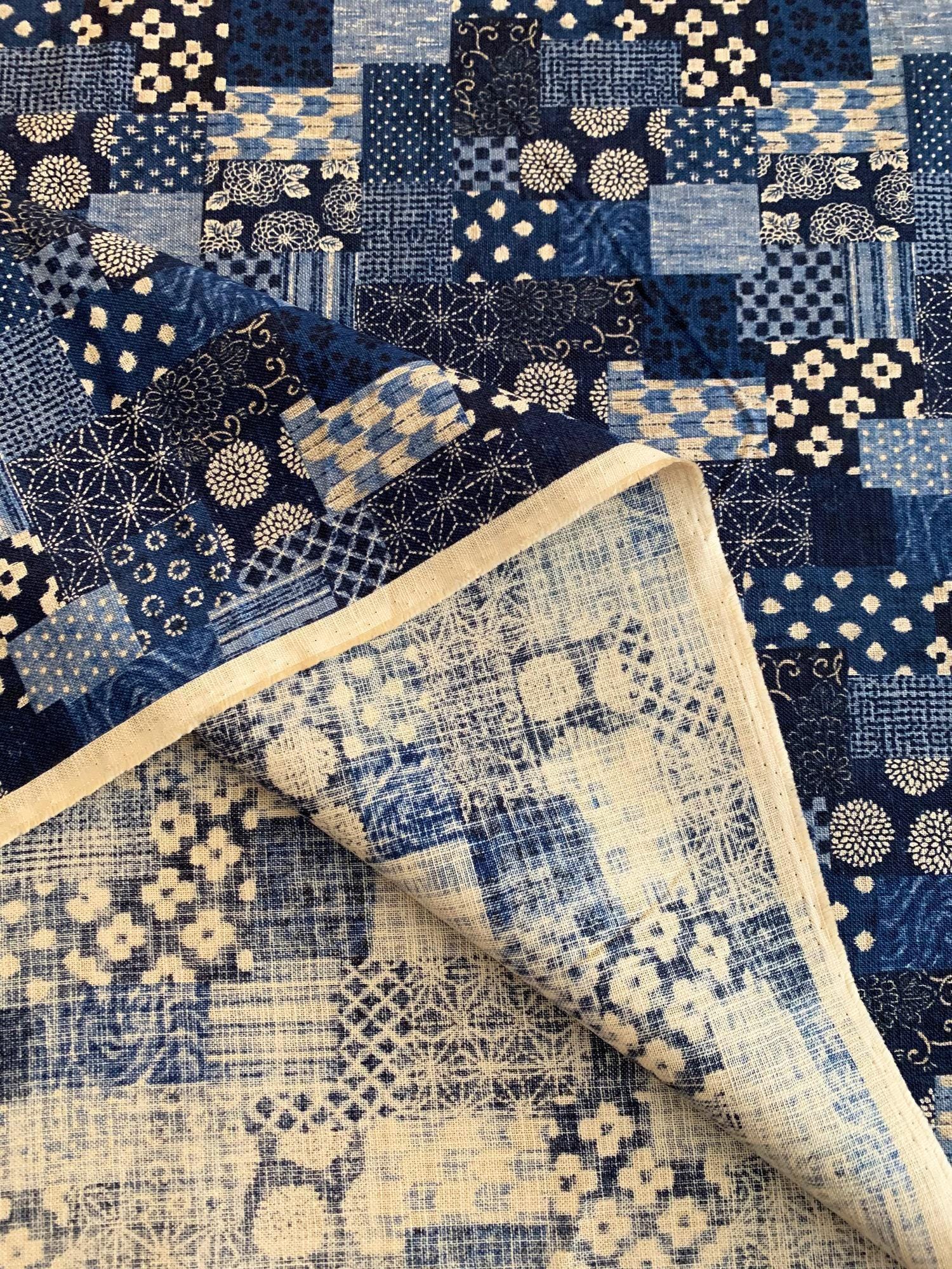 Boro Patchwork Print Sevenberry Japanese Cotton Fabric 88500