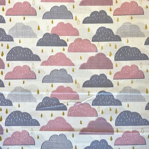 Rain Clouds Hokkoh cotton fabric 1022-205-2A pink gray