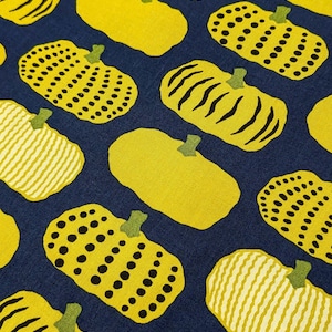 Kabocha Pumpkins Japanese cotton Oxford fabric UP5910-D yellow & blue bild 1
