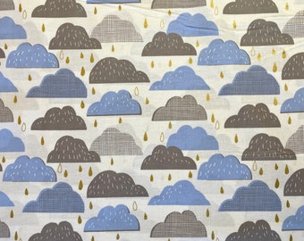 Rain Clouds Hokkoh cotton fabric 1022-205-2B blue gray