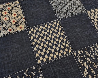 Hand Stenciled Dragons Japanese Cotton Fabric KP7070-5-A Blue