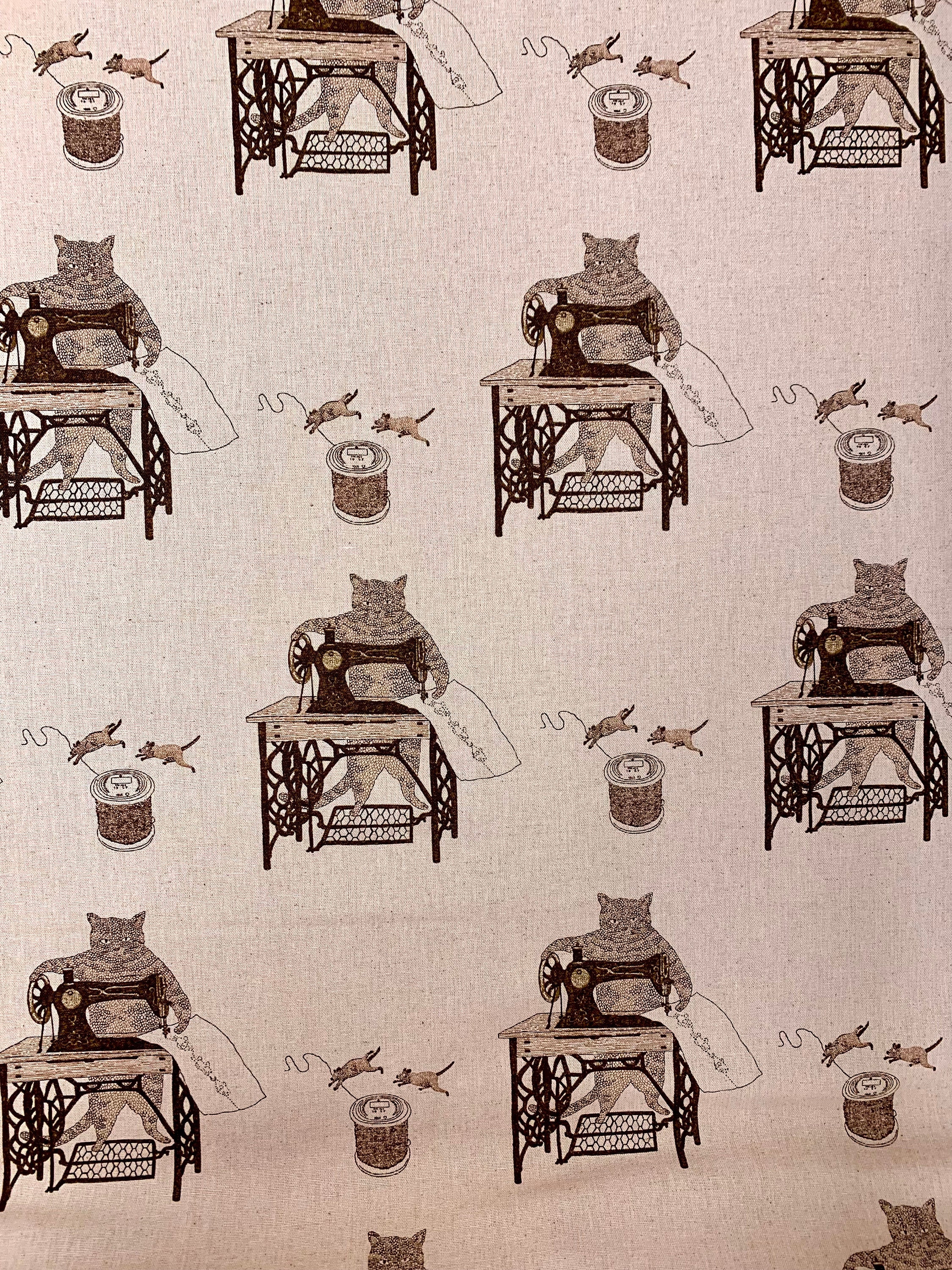 Purr-fect Stitches Cats With Sewing Machines Japanese Cotton Purr-fect Stitches Cats With Sewing Machines Japanese Cotton
