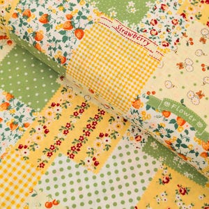 NEW Yuwa - Spring Berry Patchwork Cotton Sheeting Japanese Fabric - Yellow AT826698-D