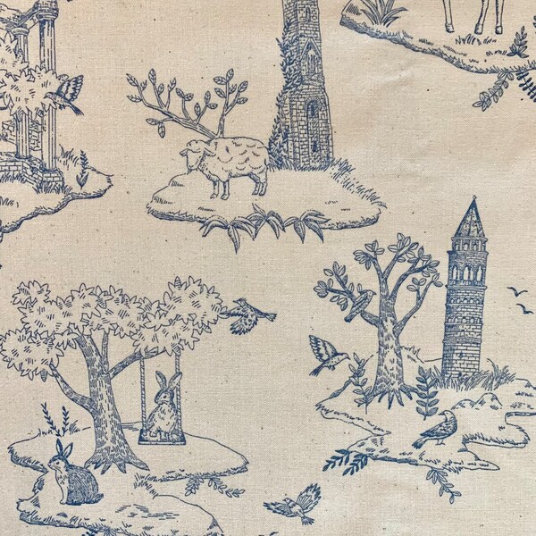 Light Blue Toile Fabric Etsy