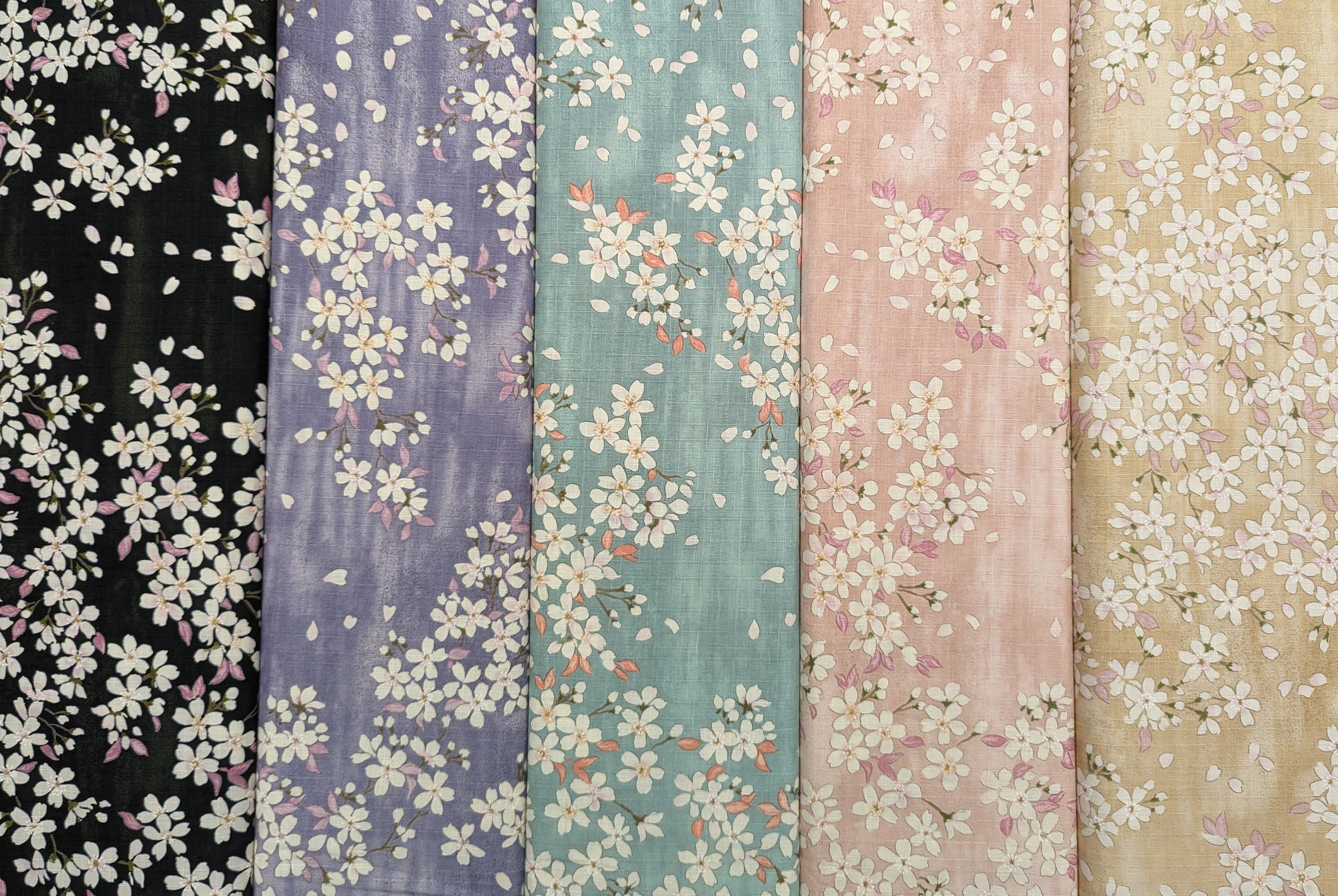 Sakura Blossoms Kobayashi Japanese Dobby Cotton Fabric KTS Sakura Blossoms Kobayashi Japanese Dobby Cotton Fabric KTS