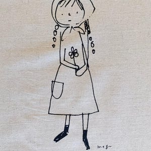 Panel Megumi Sakakibara Collection Japanese cotton linen fabric panel MS1801CL-B beige black image 1