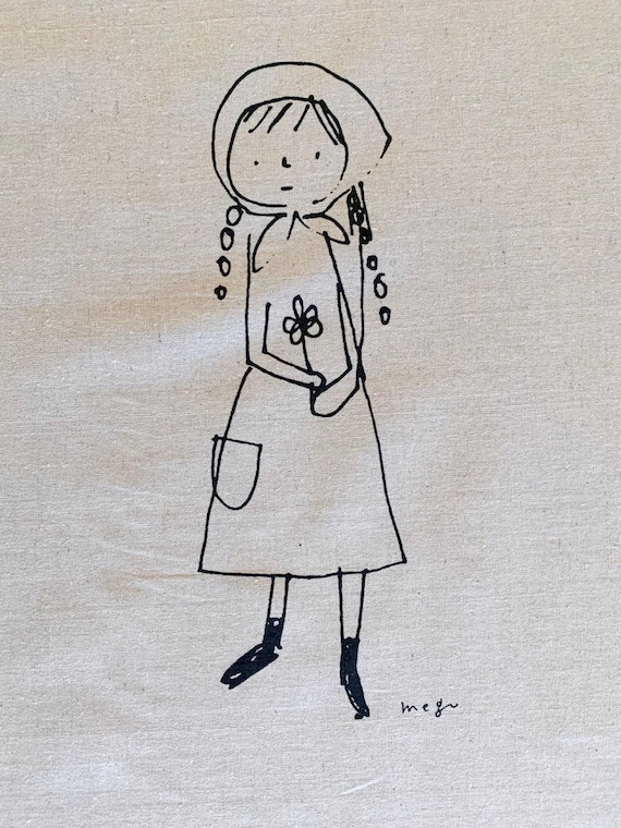 Panel Megumi Sakakibara Collection Japanese cotton linen fabric panel MS1801CL-B beige black