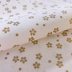 Golden Sakura Cherry Blossoms Sevenberry Japanese cotton fabric 88337-1-1 white