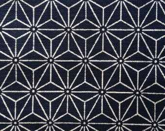 Sevenberry Asanoha hemp leaf star Japanese cotton fabric 88223-7 navy blue beige