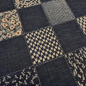 Traditional Patchwork hand stenciled Japanese cotton fabric KP7090-58 A - half yard