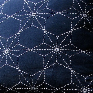 Olympus #210 Tobi Asanoha star Japanese sashiko cotton fabric NAVY