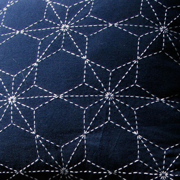 Olympus #210 Tobi Asanoha star Japanese sashiko cotton fabric NAVY