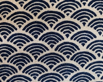 Sevenberry Waves Japanese cotton fabric 88220-1-3 beige navy blue