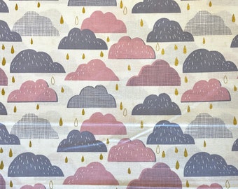 Rain Clouds Hokkoh cotton fabric 1022-205-2A pink gray