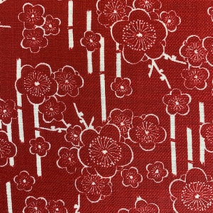Sevenberry Plum Cherry Blossoms Japanese cotton fabric 88333-3-2 red