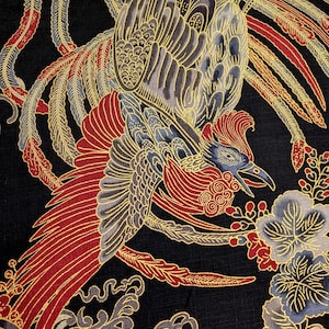 NEW Golden Phoenix Hokkoh Japanese cotton dobby fabric 1024-1110-1 E black