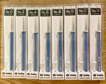 Tulip ETIMO Steel Crochet Hook with Cushion Grip fine point - light blue